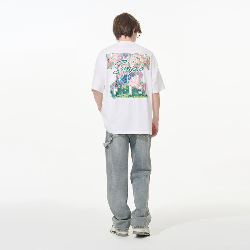 Font Art Oil Painting Floral Tee