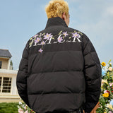 Floral Embroidery Zip HACR Down Jacket