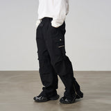 Zipper Pleated Cargo Trousers