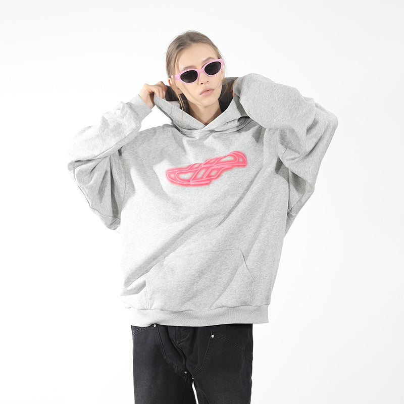 Dynamic Neon Logo Foam Print Hoodie