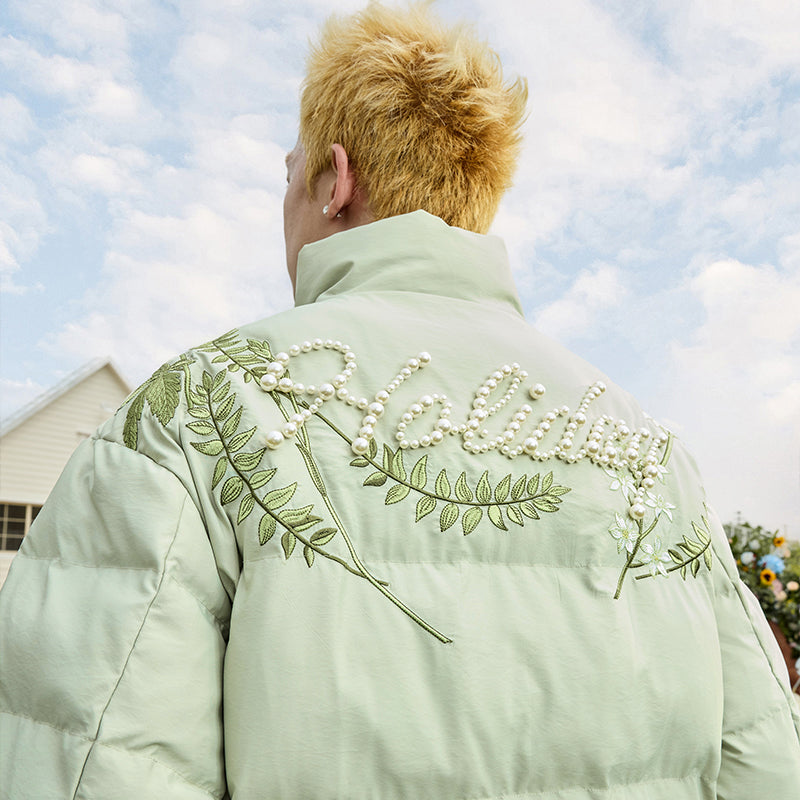 Floral Pearl Embroidery Down Jacket