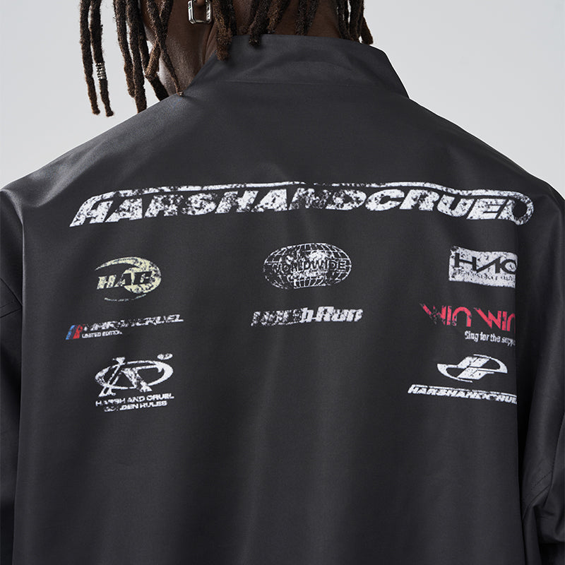 Stand Up Collar Logo Racing Coach Jacket