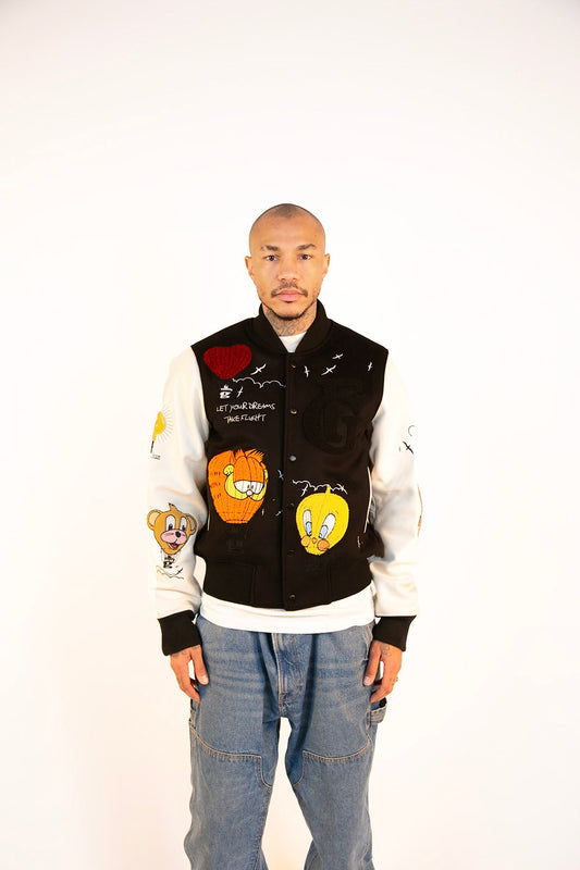 1|24 HOT AIR BALLOON VARSITY JACKET - BLACK