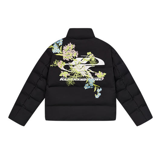 Floral Logo Embroidered Puffer Jacket