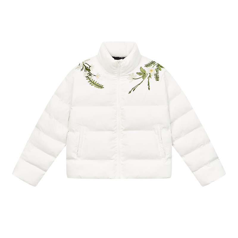 Floral Embroidered Loose Padded Jacket