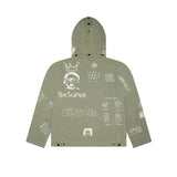 Embroidered Canvas Zip Jacket [Olive]