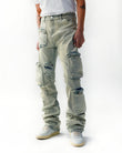 "Pinched" Stacked Flare Denim (Light Blue Wash)