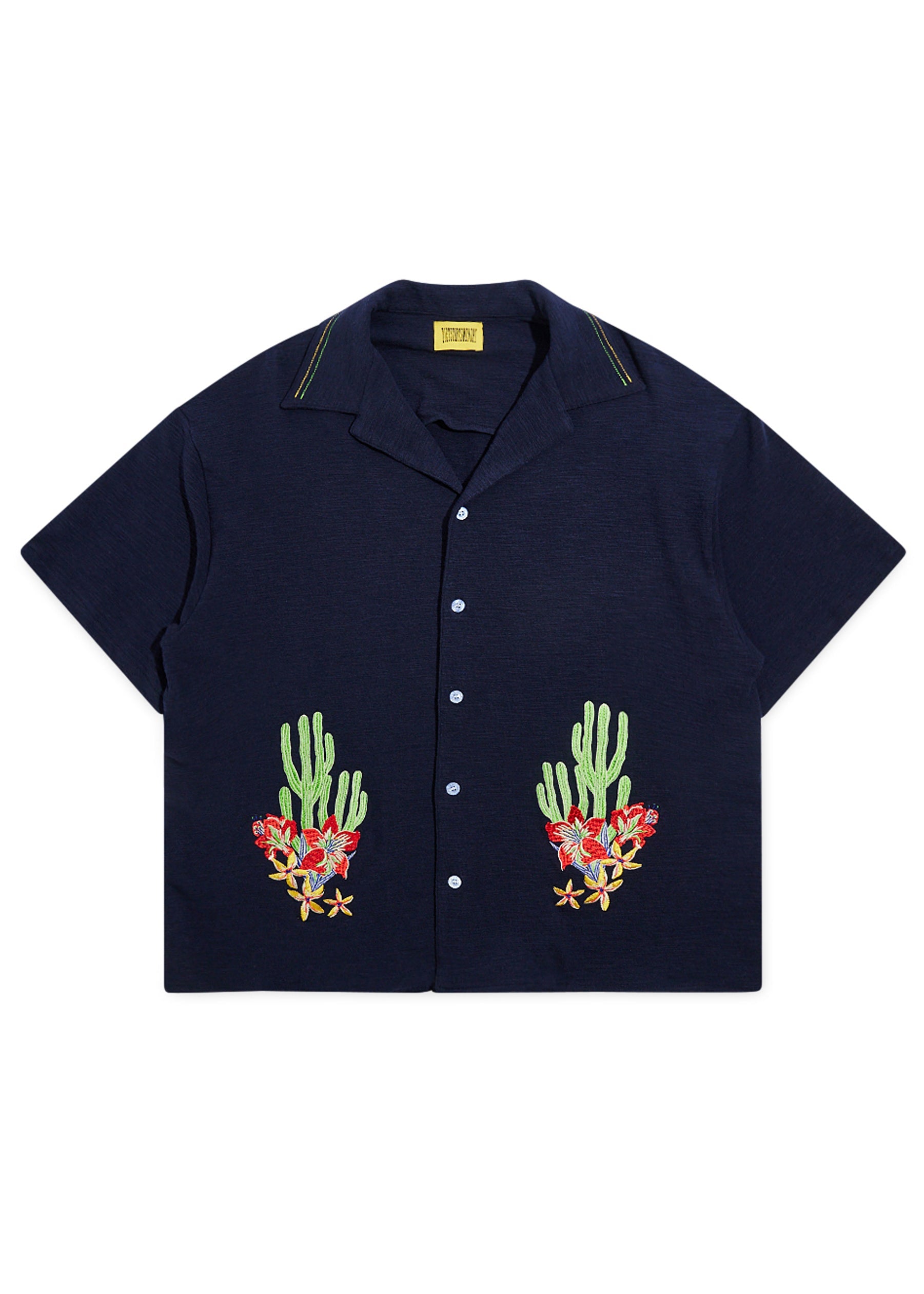 Cactus Floral Button Up - Navy