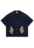 Cactus Floral Button Up - Navy