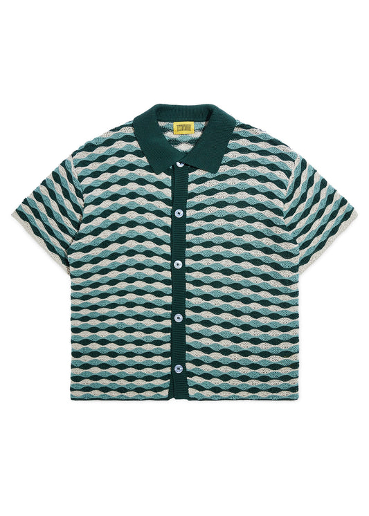 Beach Wave Crochet Button Up - Seafoam Wave