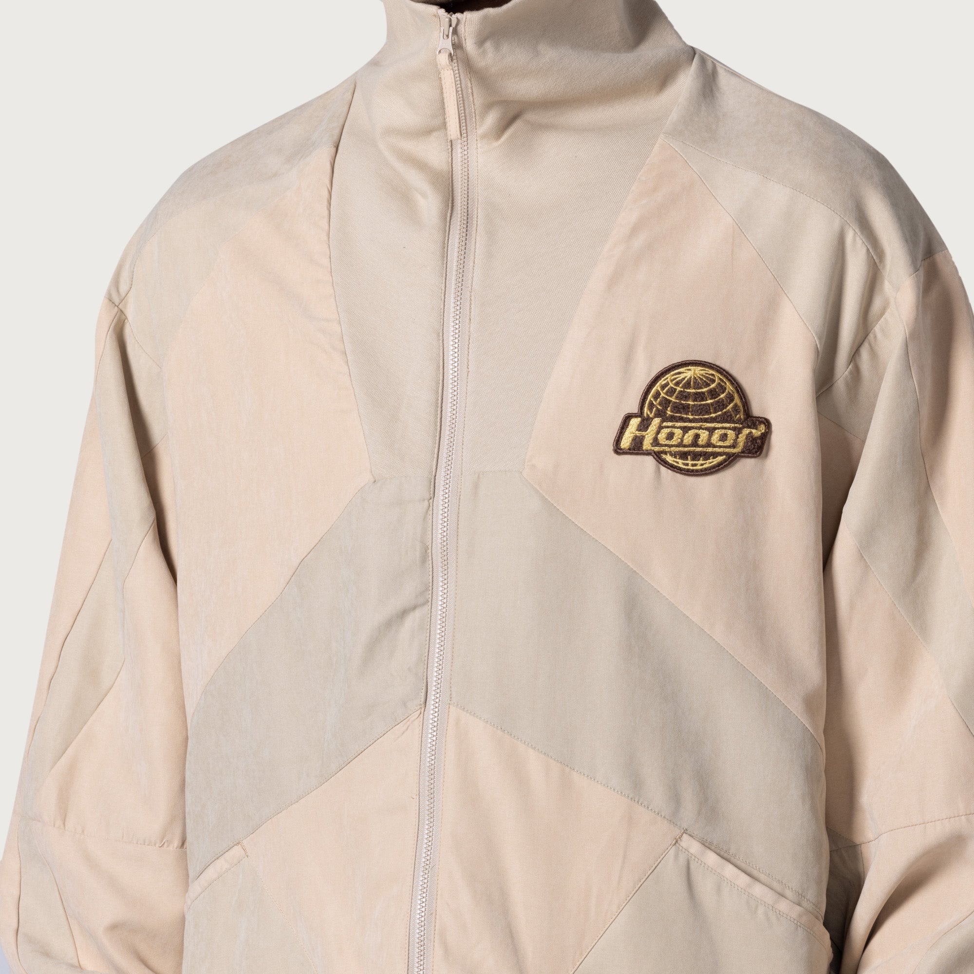 Color Block Full Zip - Tan