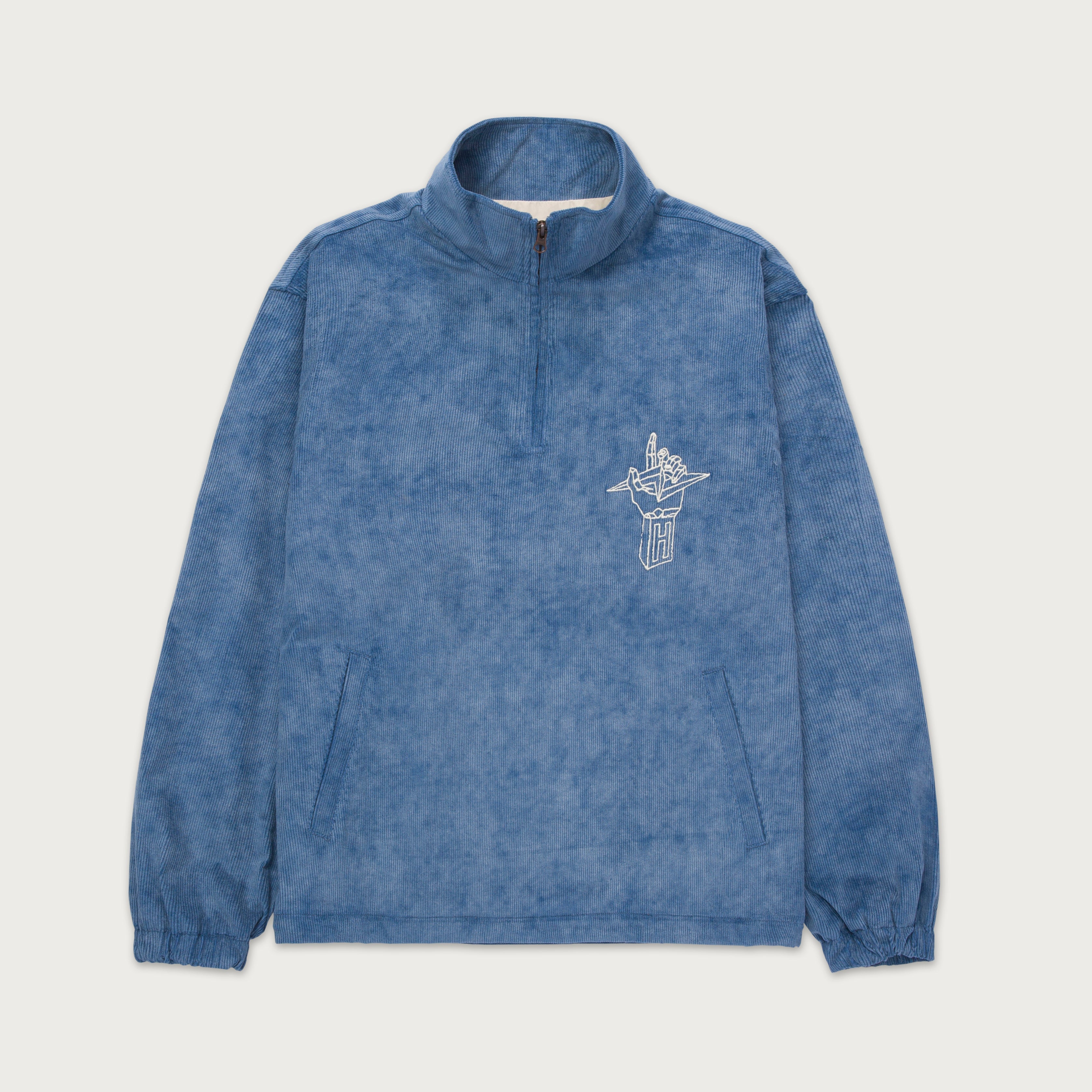 Corduroy Qtr Zip Anorak - Blue