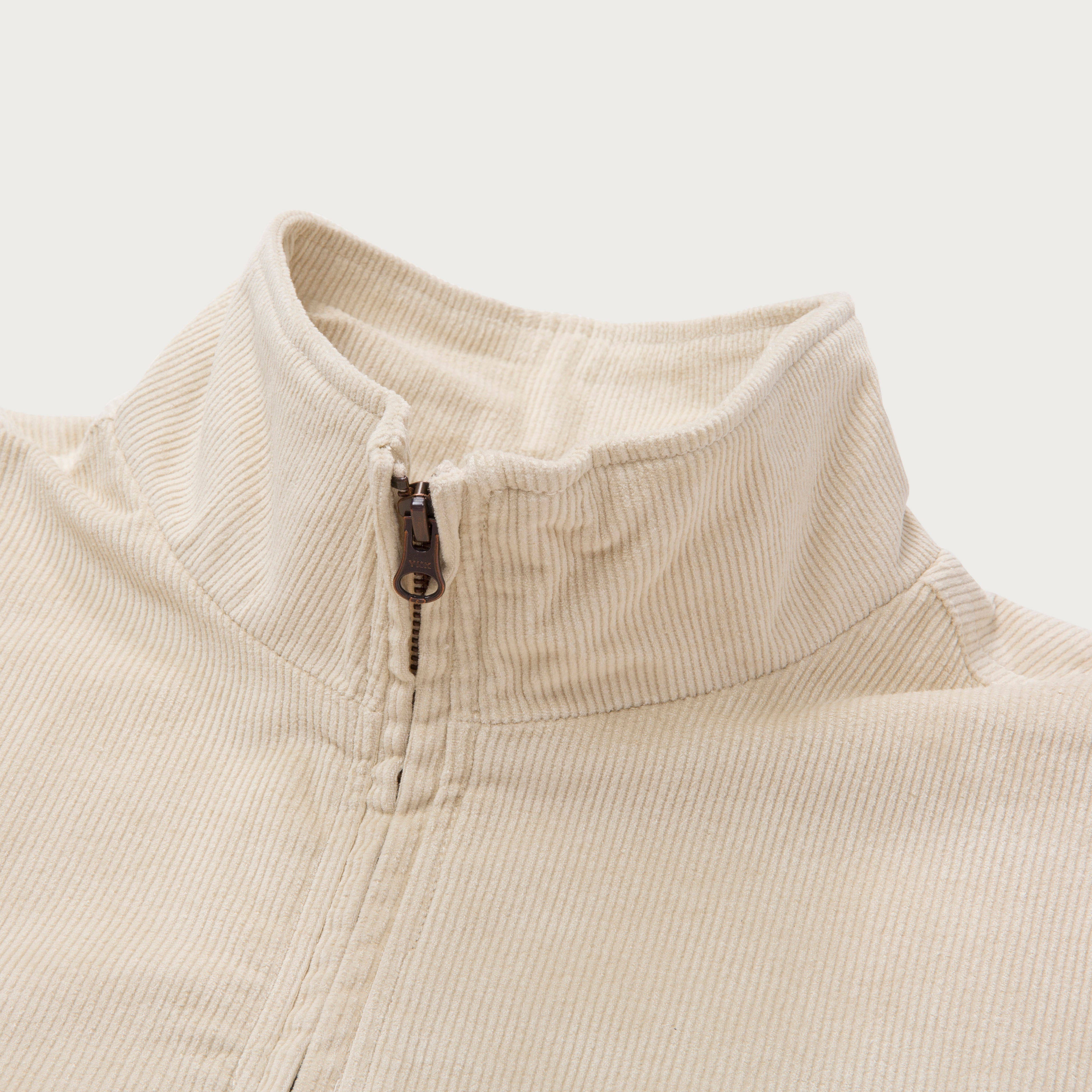 Corduroy Qtr Zip Anorak - Cream