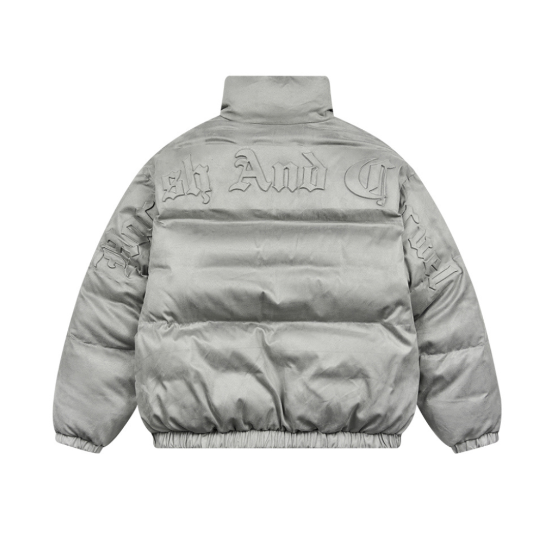 Embossed Gothic Logo Down Jacket