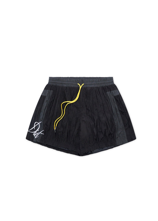 Crinkled Nylon Shorts - Black/Grey