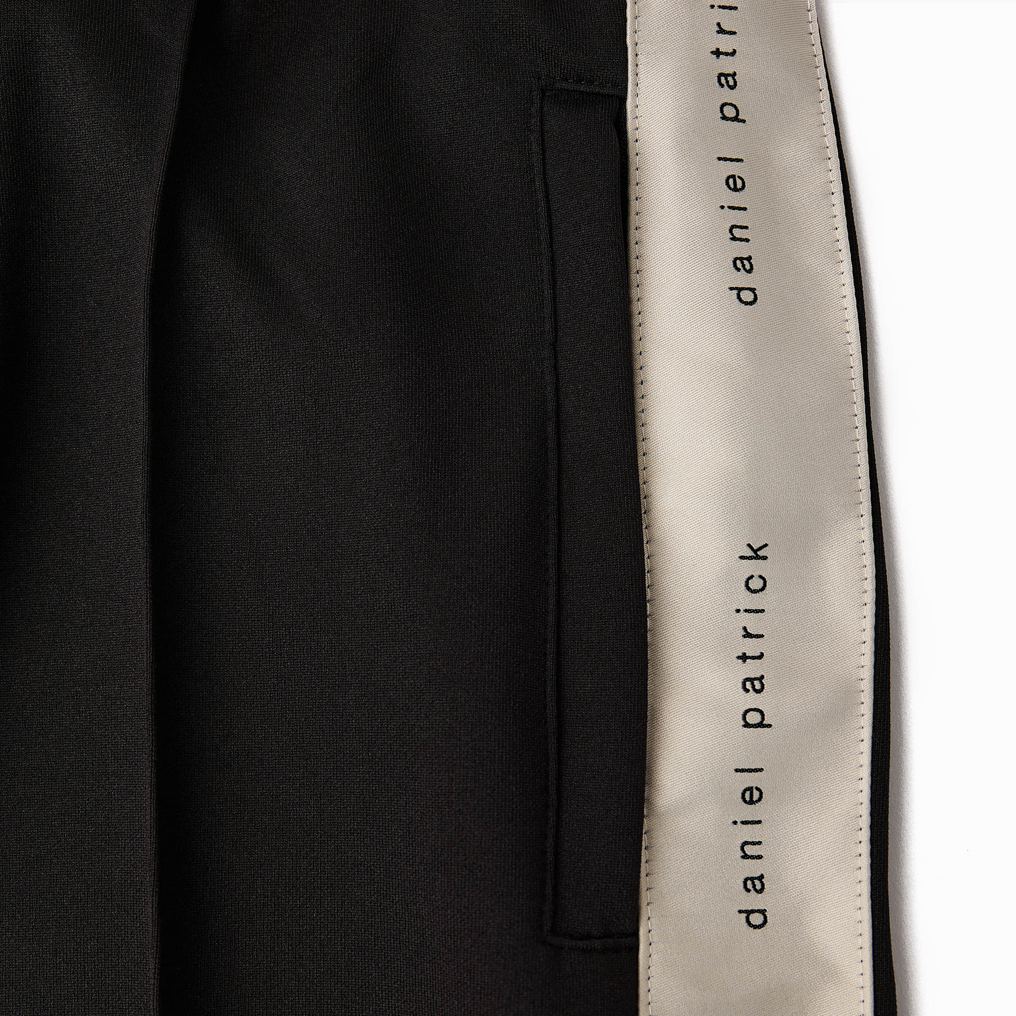 classic slim track pant / black + ivory