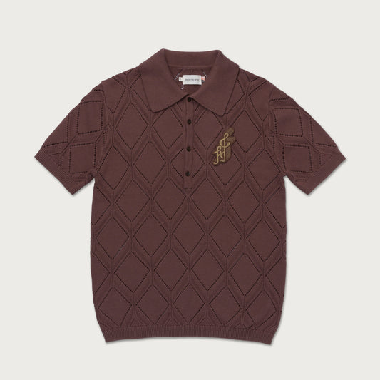 Diamond Knit Polo - Brown