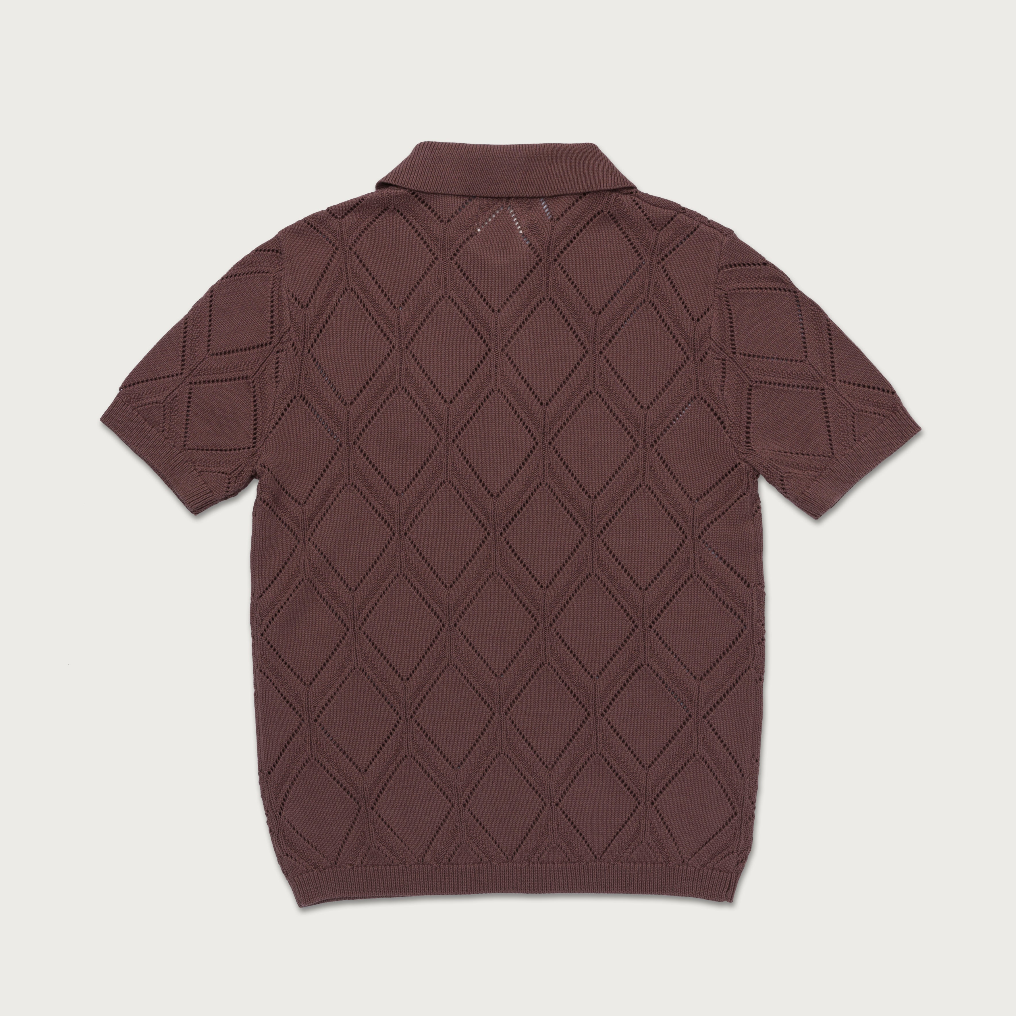 Diamond Knit Polo - Brown