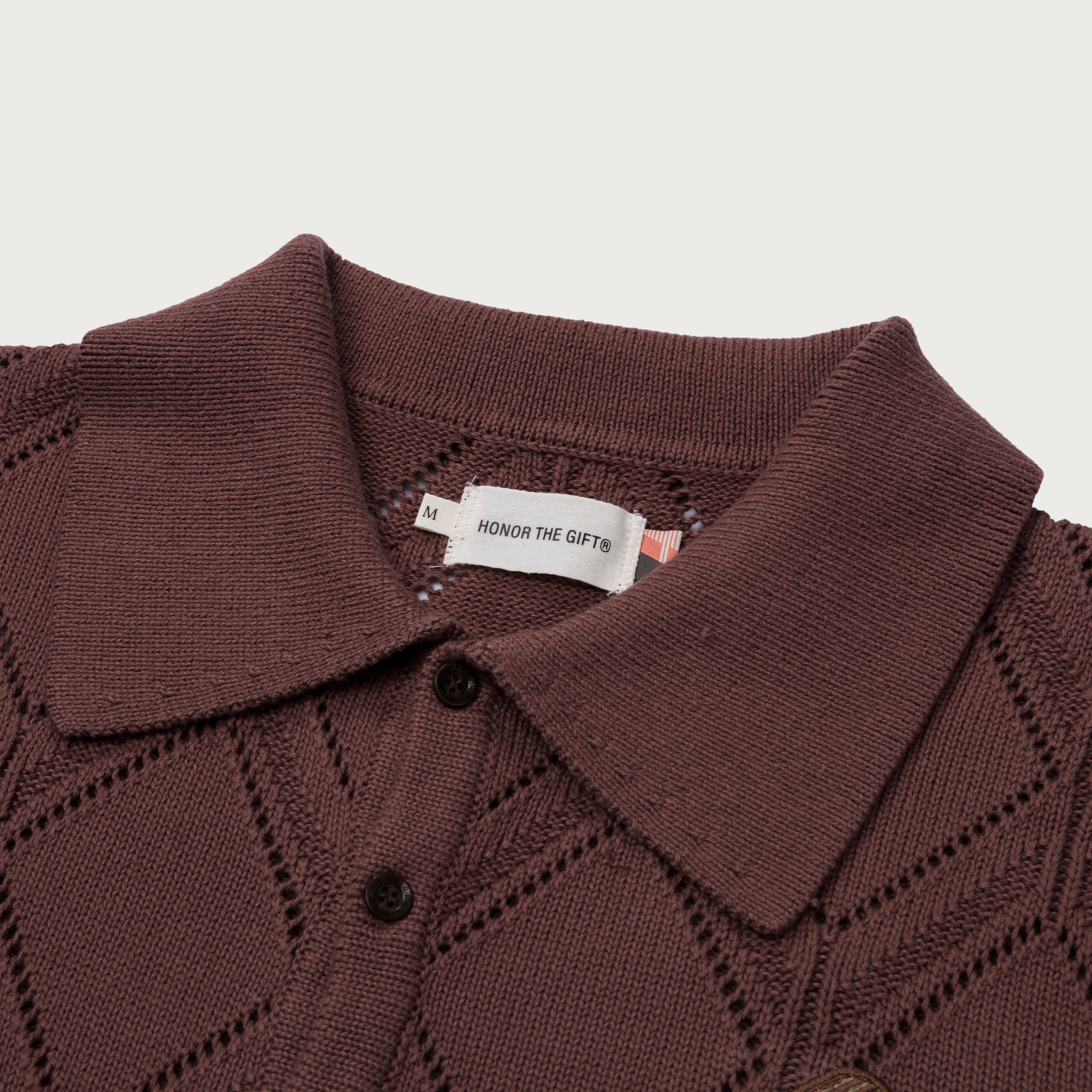 Diamond Knit Polo - Brown