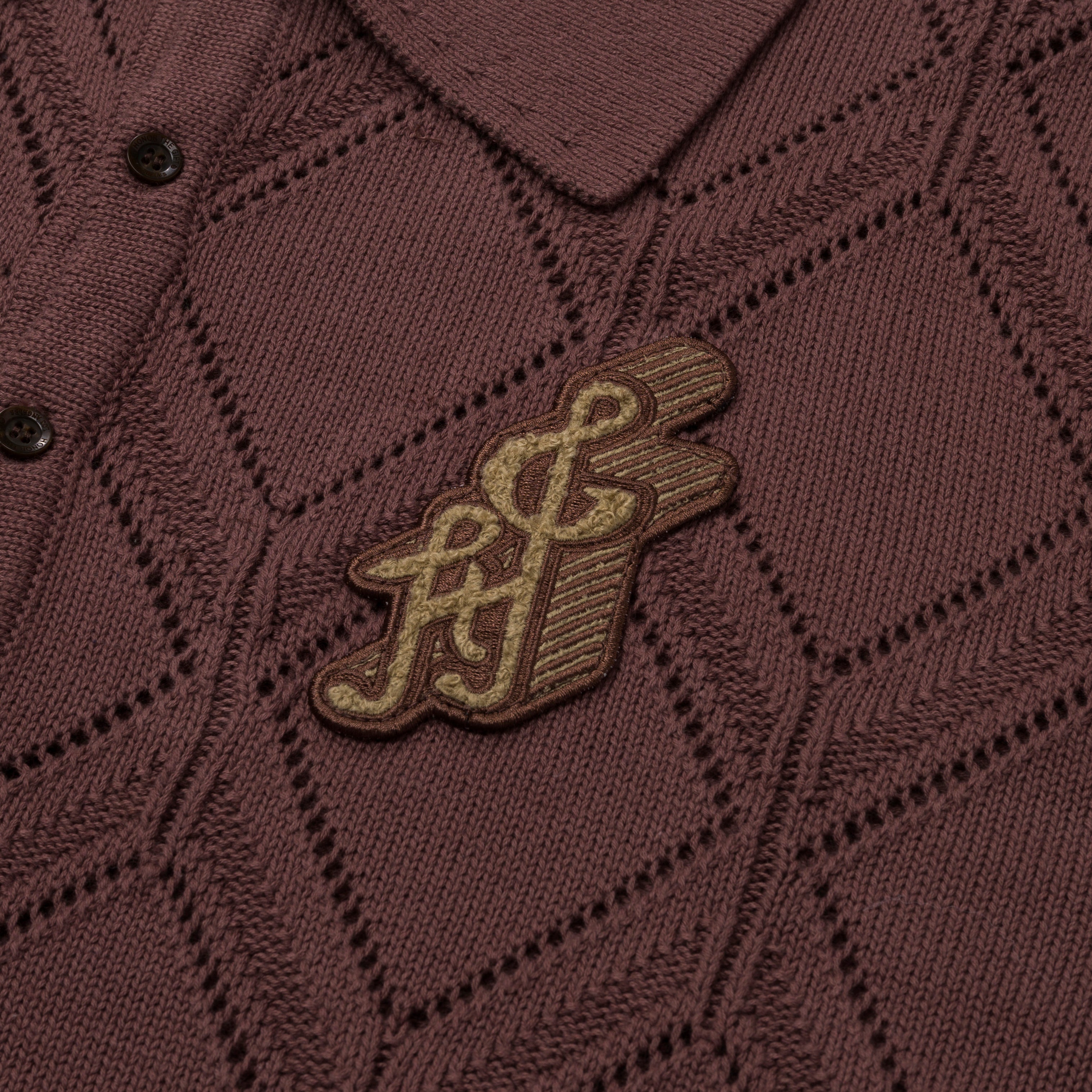 Diamond Knit Polo - Brown