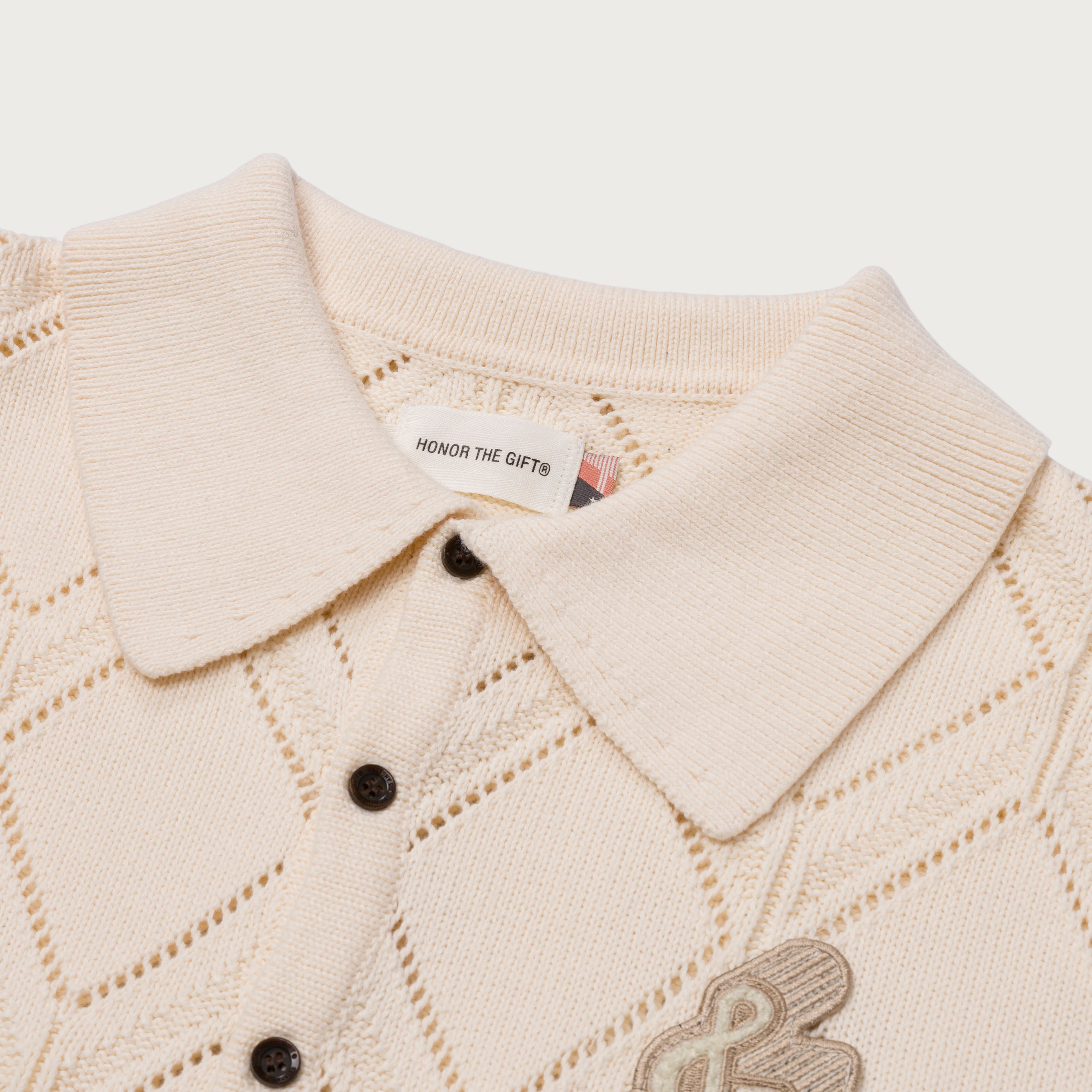 Diamond Knit Polo - Cream