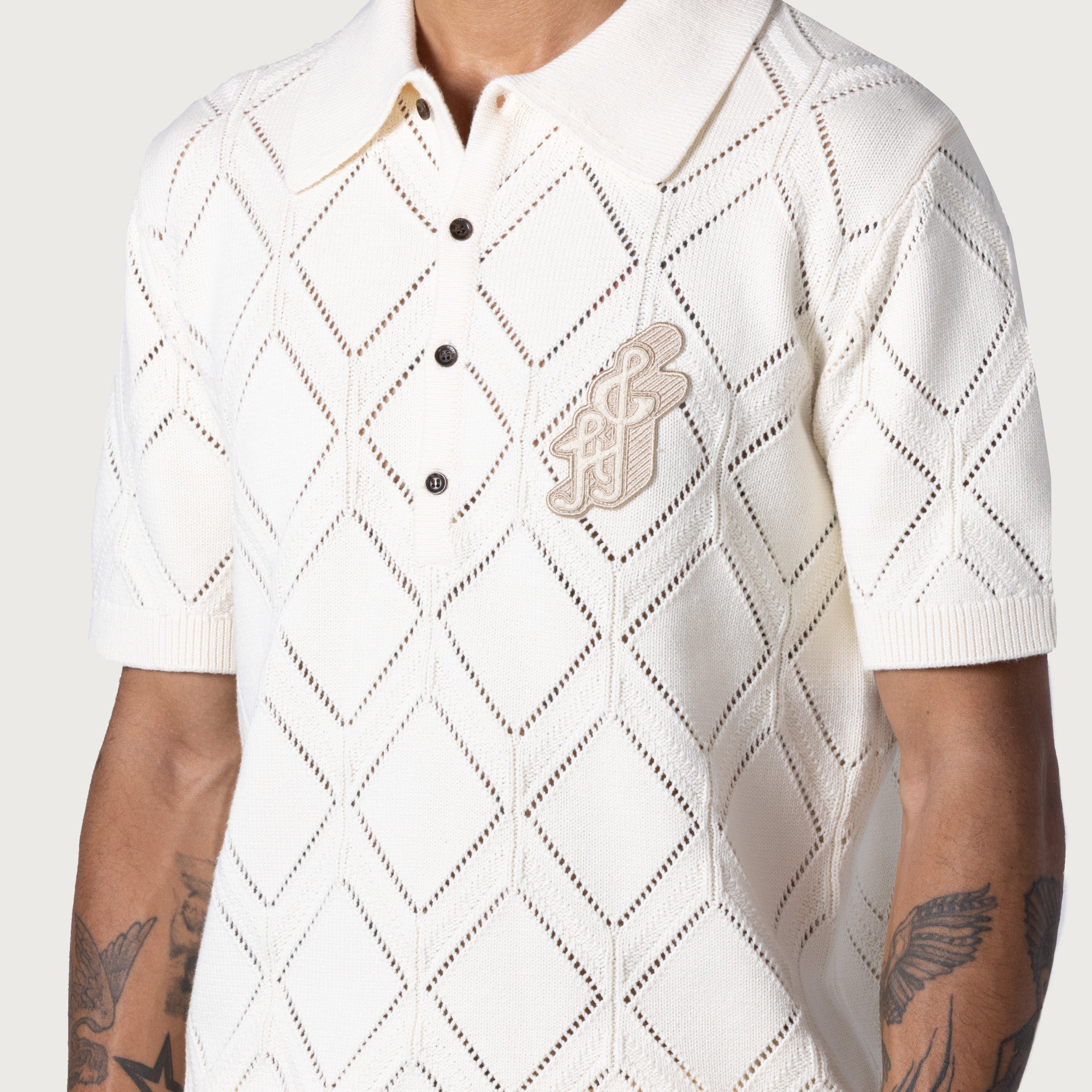 Diamond Knit Polo - Cream