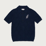 Diamond Knit Polo - Navy