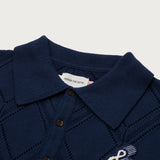 Diamond Knit Polo - Navy