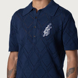 Diamond Knit Polo - Navy