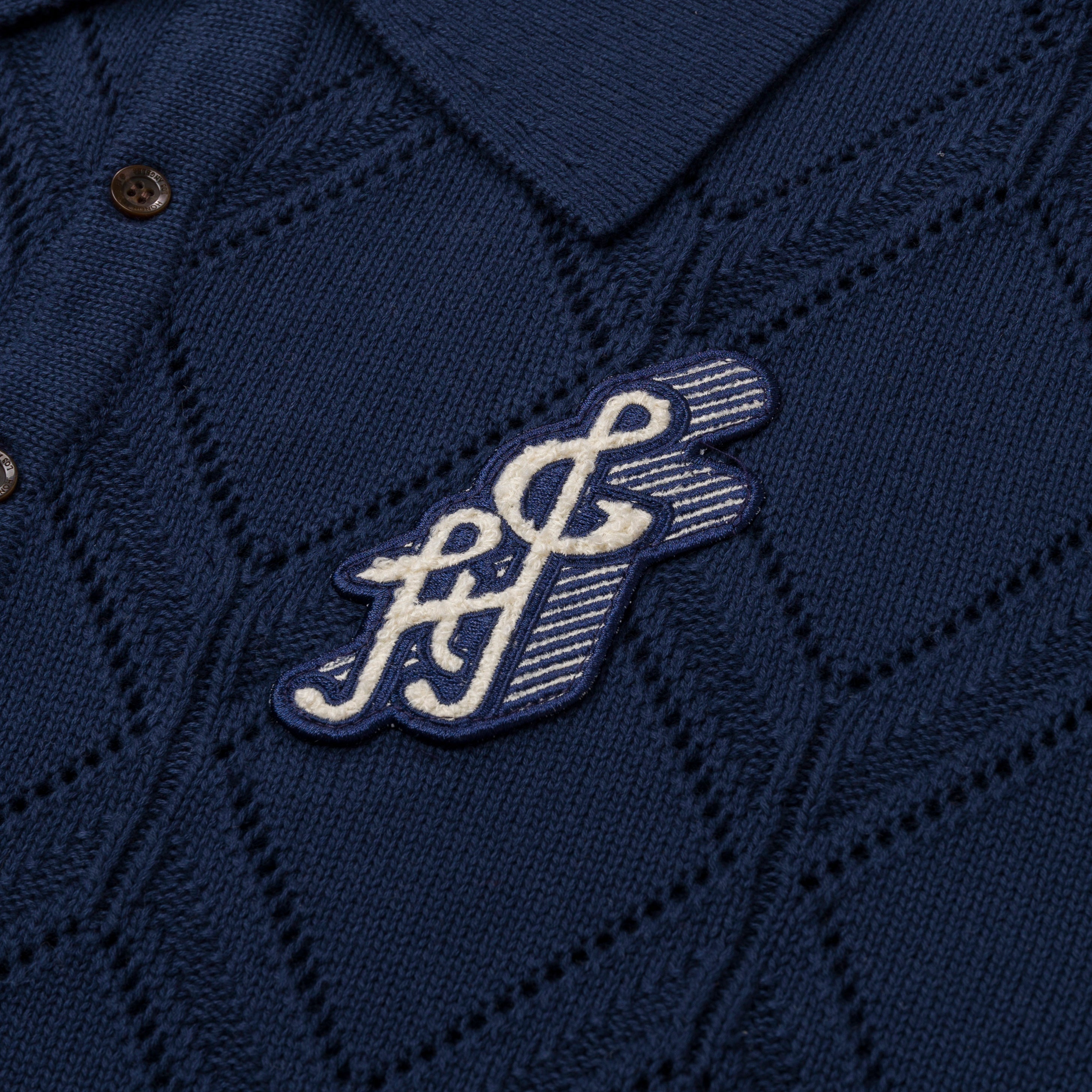 Diamond Knit Polo - Navy