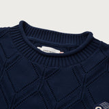 Diamond Knit Sweater - Navy