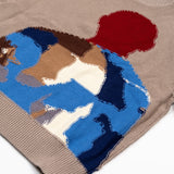 Reverse Intarsia Knit Figure Sweater [Tan]