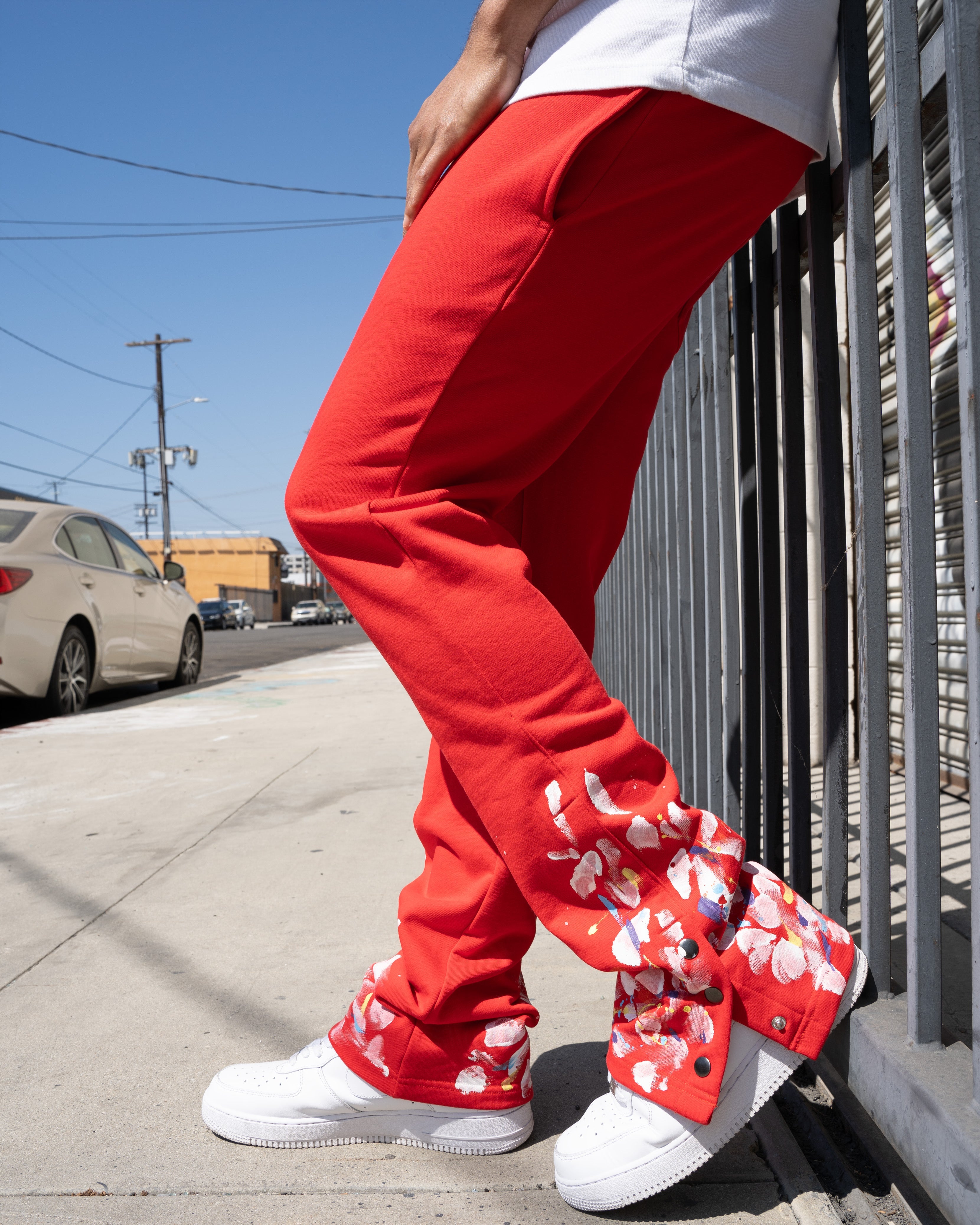 EPTM PAINT SNAP FLARED PANTS - RED