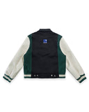 "Claridge" Letterman Jacket (Black Denim/Olive)