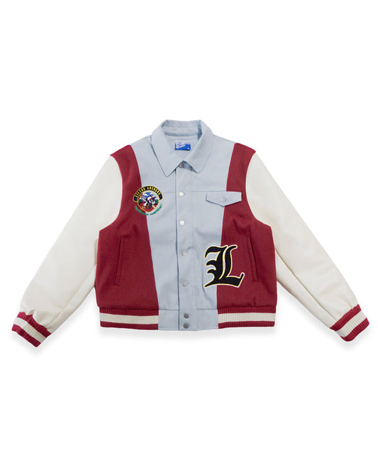 "Claridge" Letterman Jacket (Denim/Red/Cream)