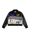 "House Party" Collared Varsity Jacket (Black)