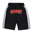 Chenille Varsity Shorts - Black / Grey / Orange