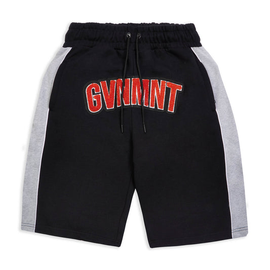 Chenille Varsity Shorts - Black / Grey / Orange