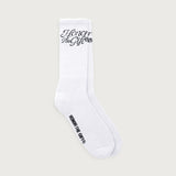 HTG® Script Sock - White