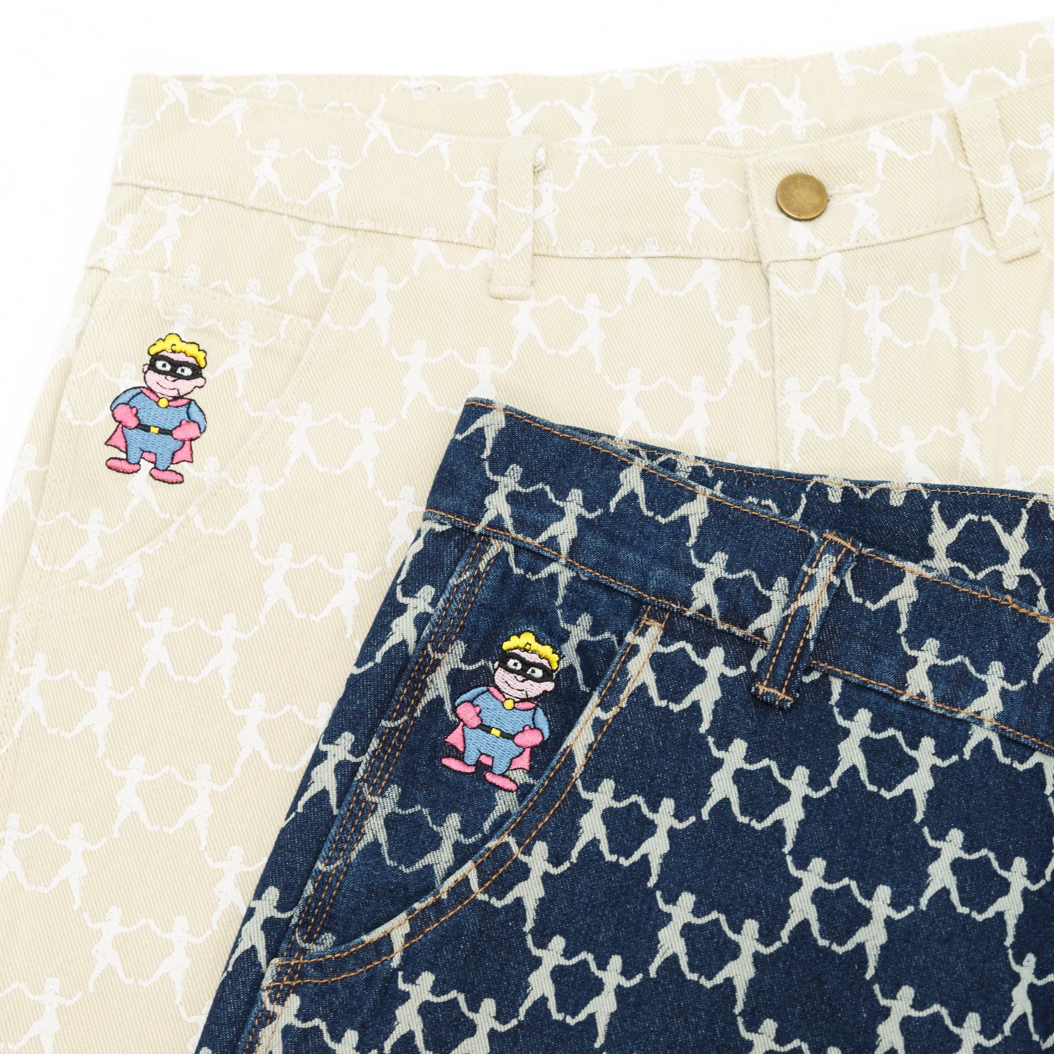 Dancing Ladies Print Pants [Blue]