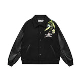 Floral Embroidery Logo Varsity Jacket