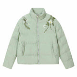 Floral Pearl Embroidery Down Jacket