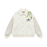 Floral Embroidery Logo Varsity Jacket