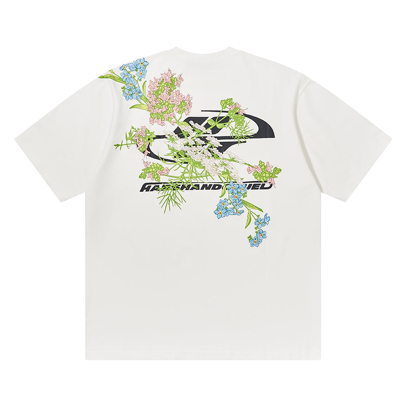 Floral Embroidered Logo Tee