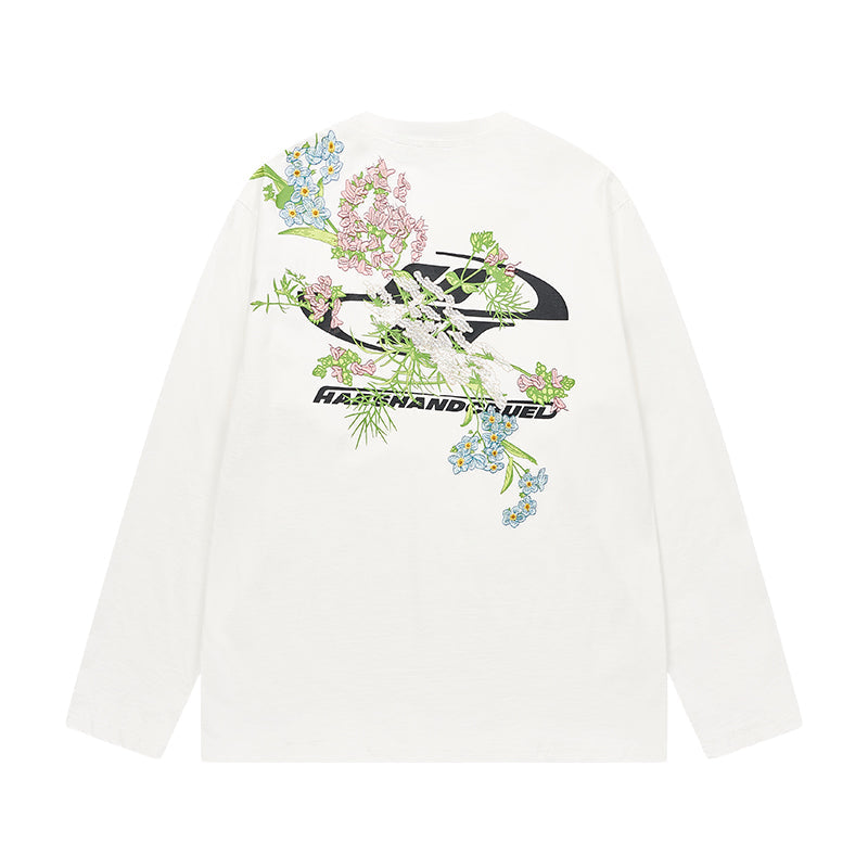 Floral Embroidered Logo L/S Tee