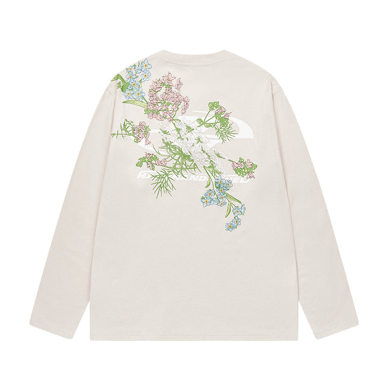 Floral Embroidered Logo L/S Tee