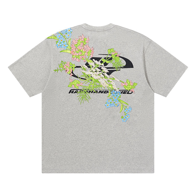 Floral Embroidered Logo Tee