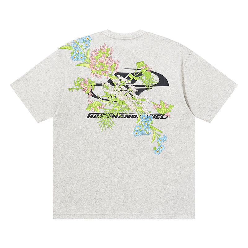 Floral Embroidered Logo Tee