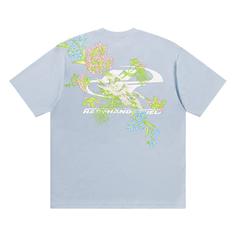 Floral Embroidered Logo Tee