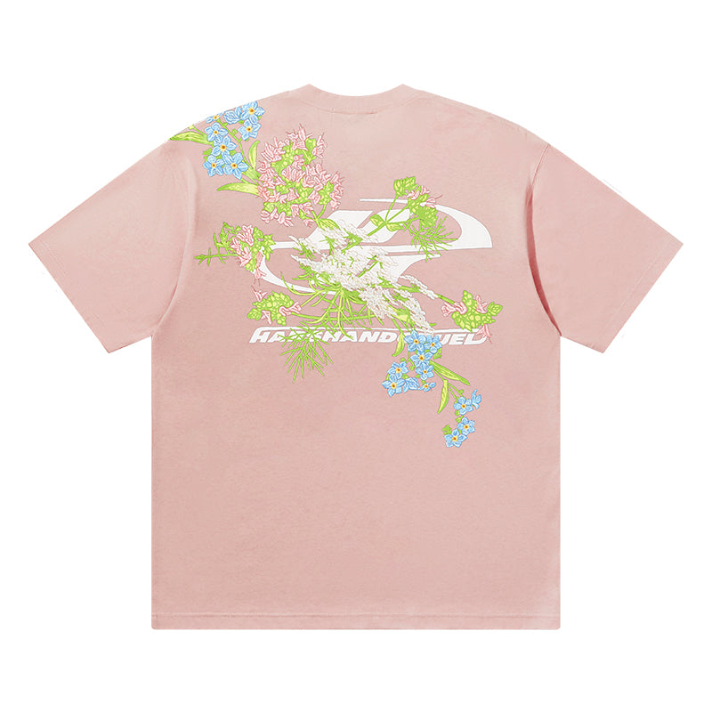 Floral Embroidered Logo Tee